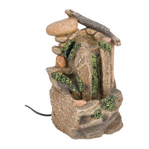 LIVARNO HOME Zimmerbrunnen Kaskade aus Polyresin mit LED-Beleuchtung in Braun, B/T/H: 26,5 x 15,5 x 15,5 cm