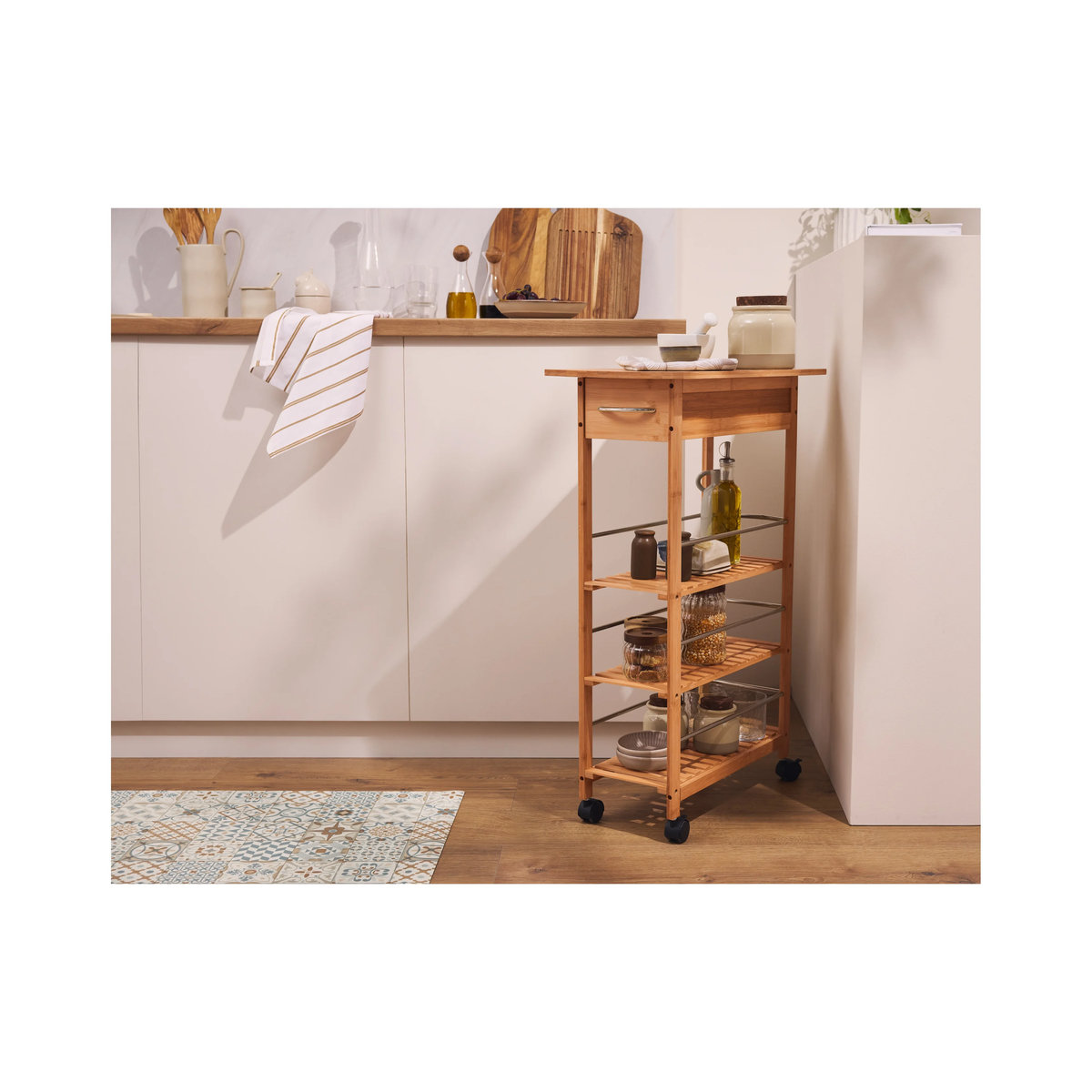 LIVARNO Küchen-Nischenwagen Bambus in Braun Natur, B/T/H: 54,5 x 29,5 x 86 cm - Bild 2