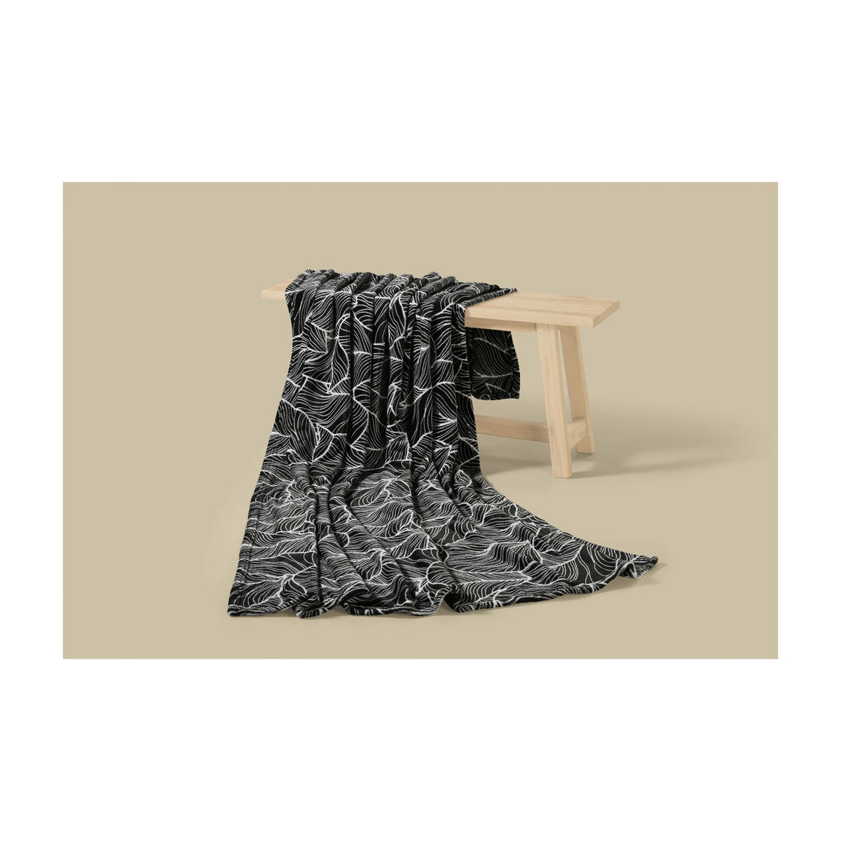 LIVARNO Kuscheldecke Blätter Schwarz B: 200 cm, T: 150 cm - Bild 2