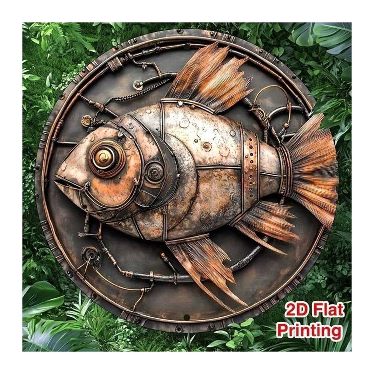 LIVEWILD Personalisiertes Aluminium-Wandkunst-Schild im Vintage-Anglerstil, Braun, B/B: 20,32 x 20,32 cm - Bild 1