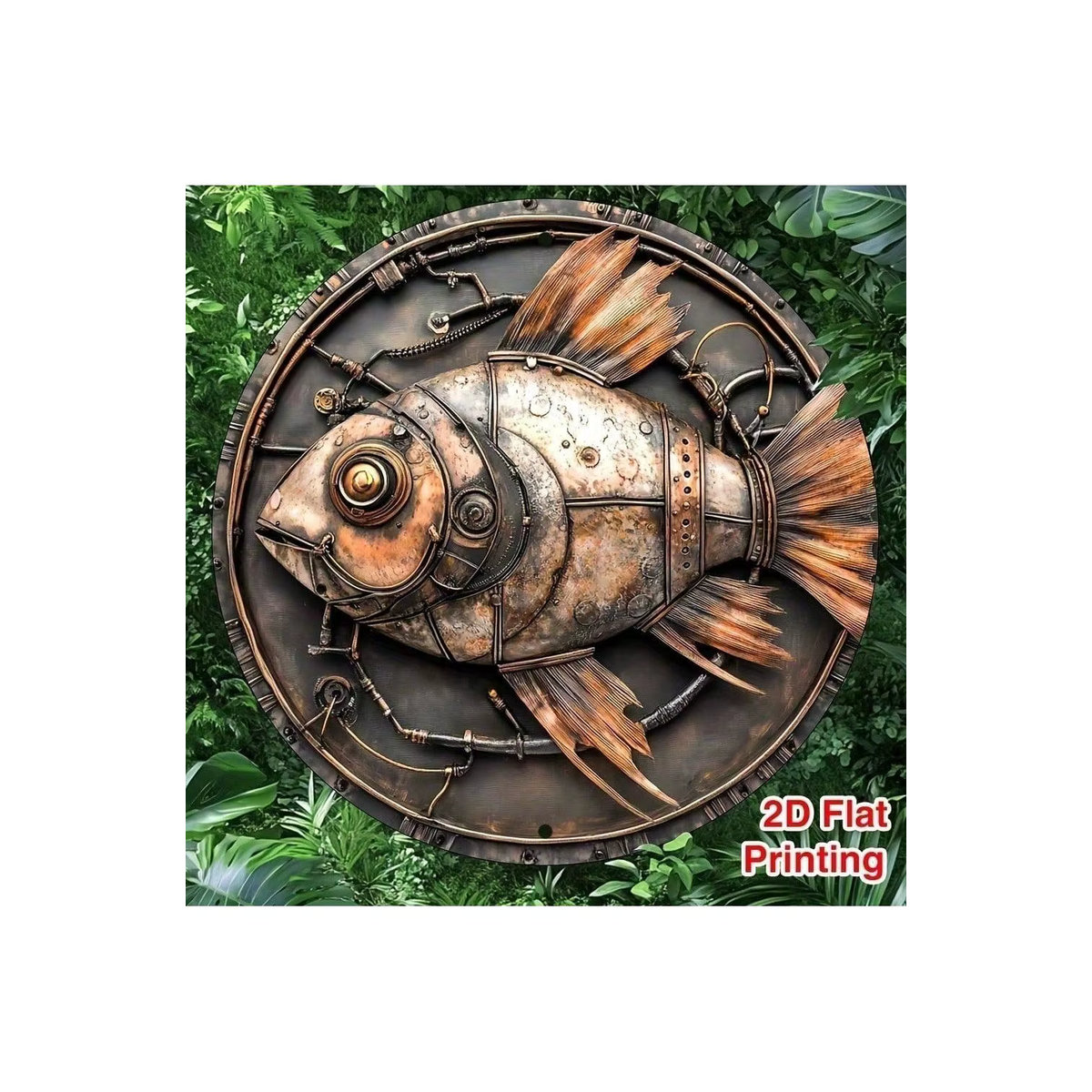 LIVEWILD Personalisiertes Aluminium-Wandkunst-Schild im Vintage-Anglerstil, Braun, B/B: 20,32 x 20,32 cm - Bild 3