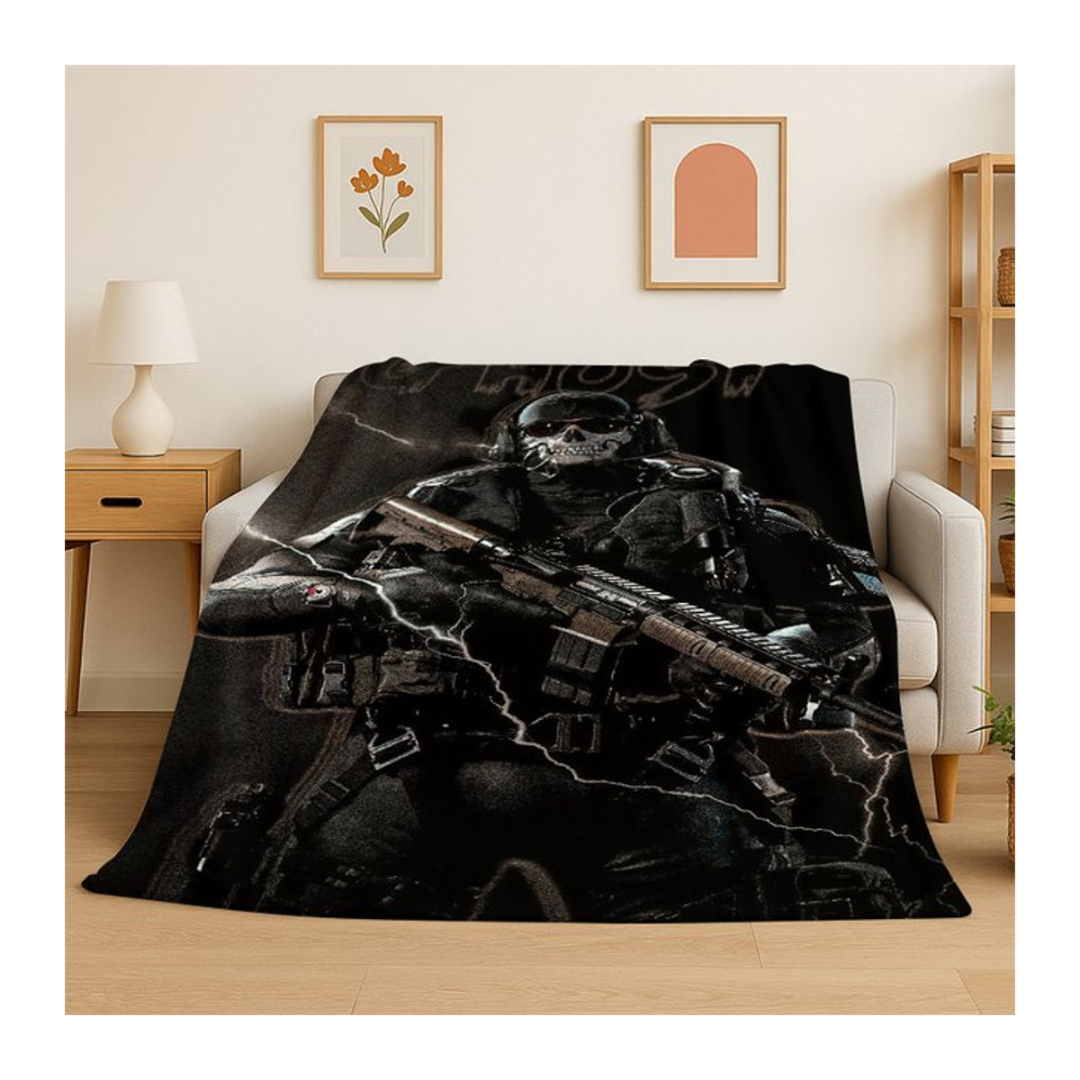 Livrane Call of Duty COD War Game Flanelldecke Schwarz weich und warm - Bild 1