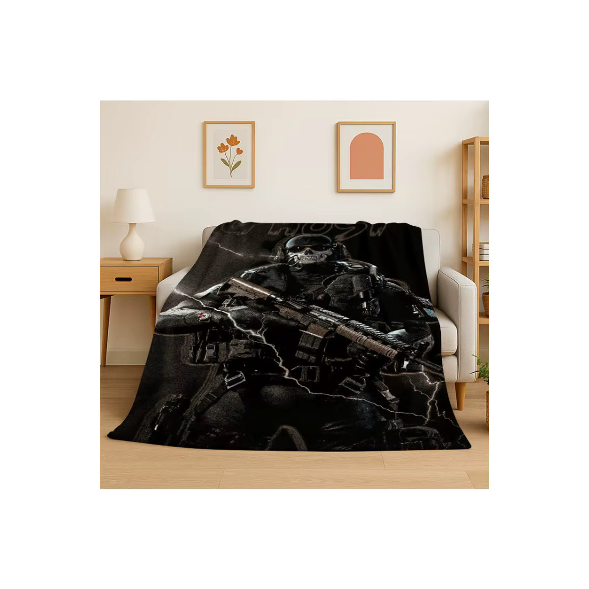 Livrane Call of Duty COD War Game Flanelldecke Schwarz weich und warm - Bild 2