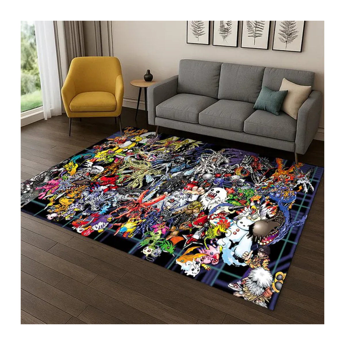 Livrane Digimon Adventure Teppich mit Angewomon und Agumon Motiv, mehrfarbig, rutschfest - Bild 1