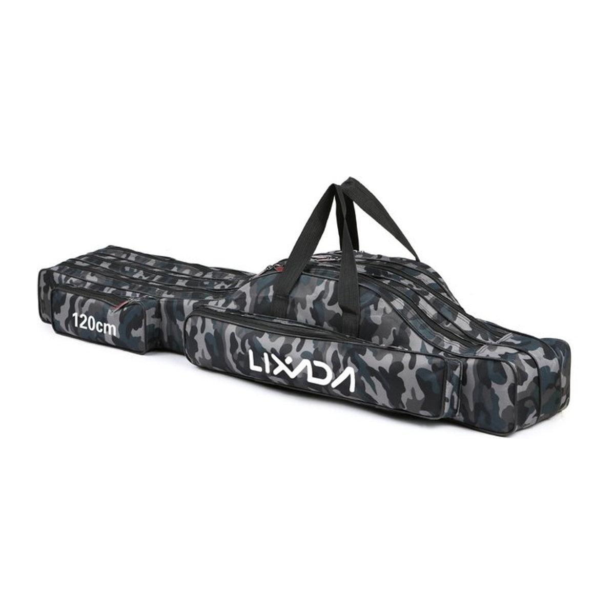 Lixada 3-lagige Angelruten-Tasche mit Tackle-Aufbewahrung für Angelrollen, Camouflage, 120 cm - Bild 1