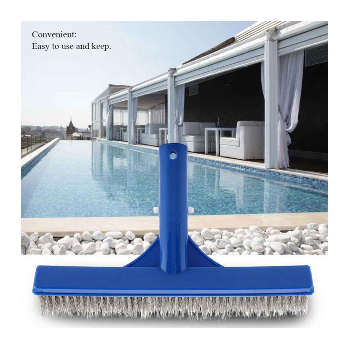 Lixada Stahlbürste für Schwimmbad und Teich in Blau, 10 Zoll Reinigungszubehör aus Edelstahl und Kunststoff - Bild 4