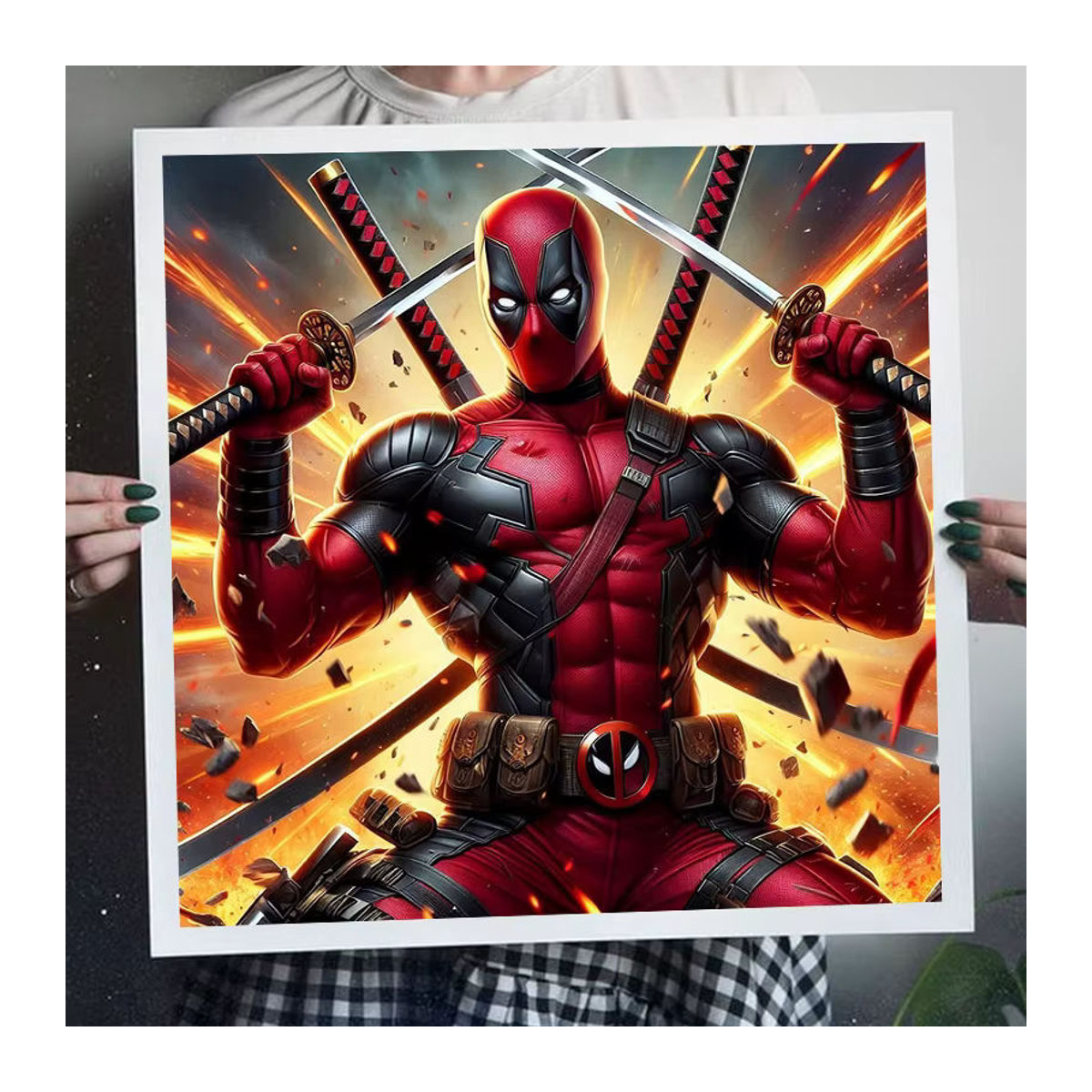 Lizenziertes Digitales Ölgemälde-Set von Beast Kingdom mit Marvel's Deadpool in Kampfpose, Farbe Rot, B/H: 40 x 40 cm - Bild 3