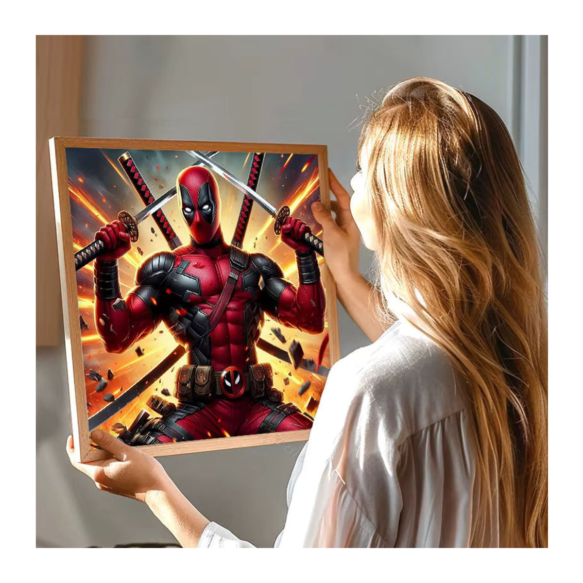 Lizenziertes Digitales Ölgemälde-Set von Beast Kingdom mit Marvel's Deadpool in Kampfpose, Farbe Rot, B/H: 40 x 40 cm - Bild 4