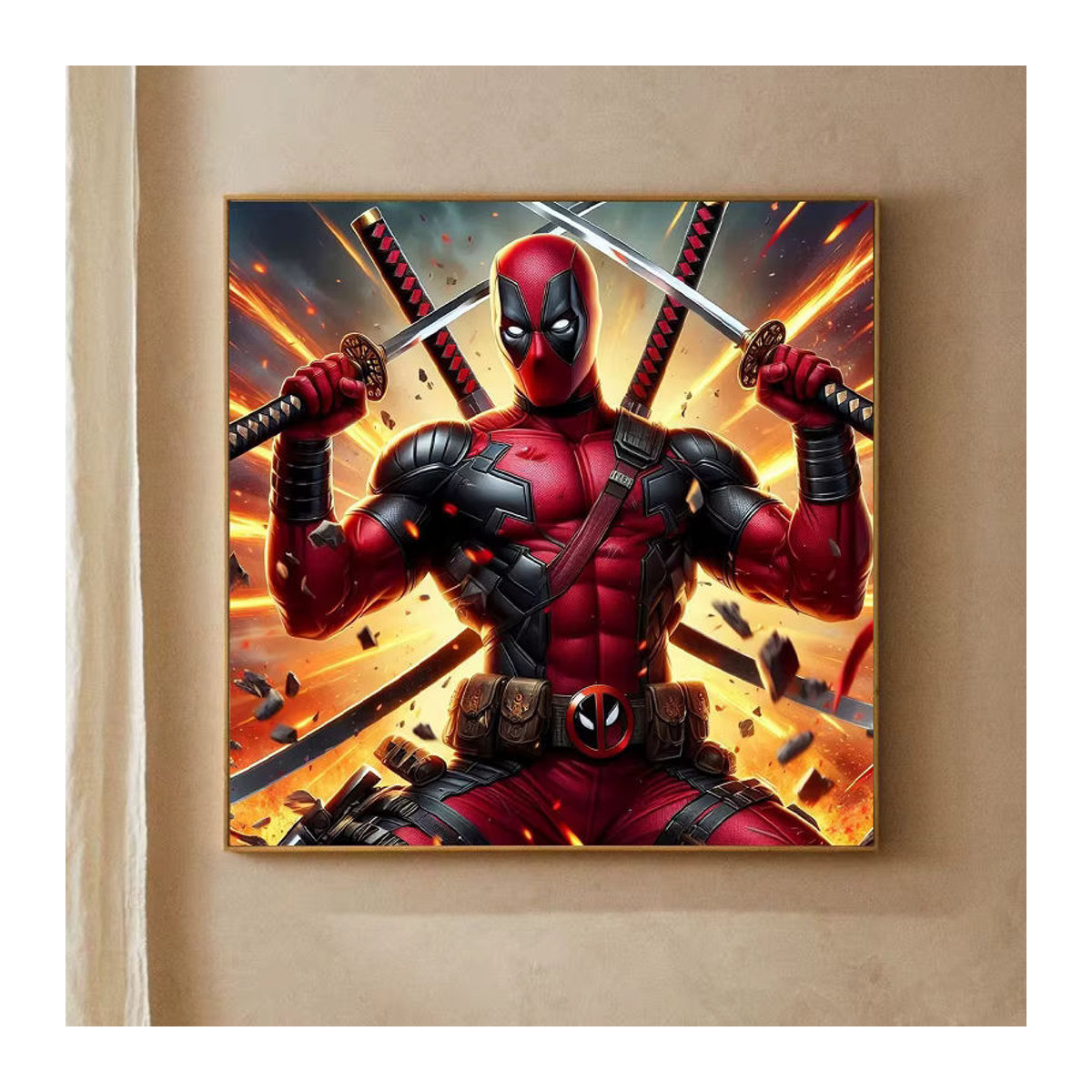 Lizenziertes Digitales Ölgemälde-Set von Beast Kingdom mit Marvel's Deadpool in Kampfpose, Farbe Rot, B/H: 40 x 40 cm - Bild 5