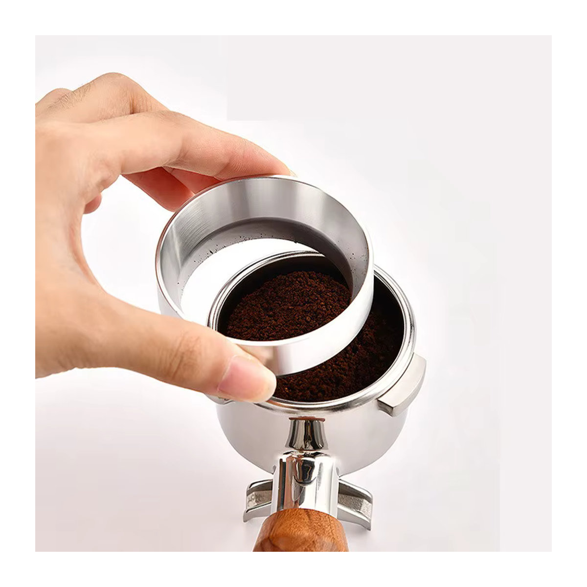 LKW3MOSHI Magnetischer Kaffee Dosierring aus Metall in Silber für Delonghi und Breville Siebträger Espresso Zubehör - Bild 3