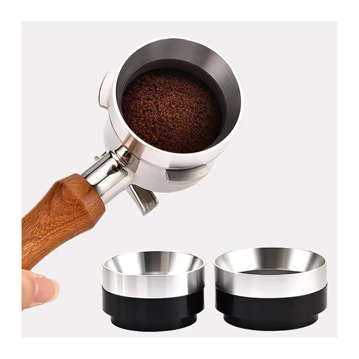 LKW3MOSHI Magnetischer Kaffee Dosierring aus Metall in Silber für Delonghi und Breville Siebträger Espresso Zubehör - Bild 4