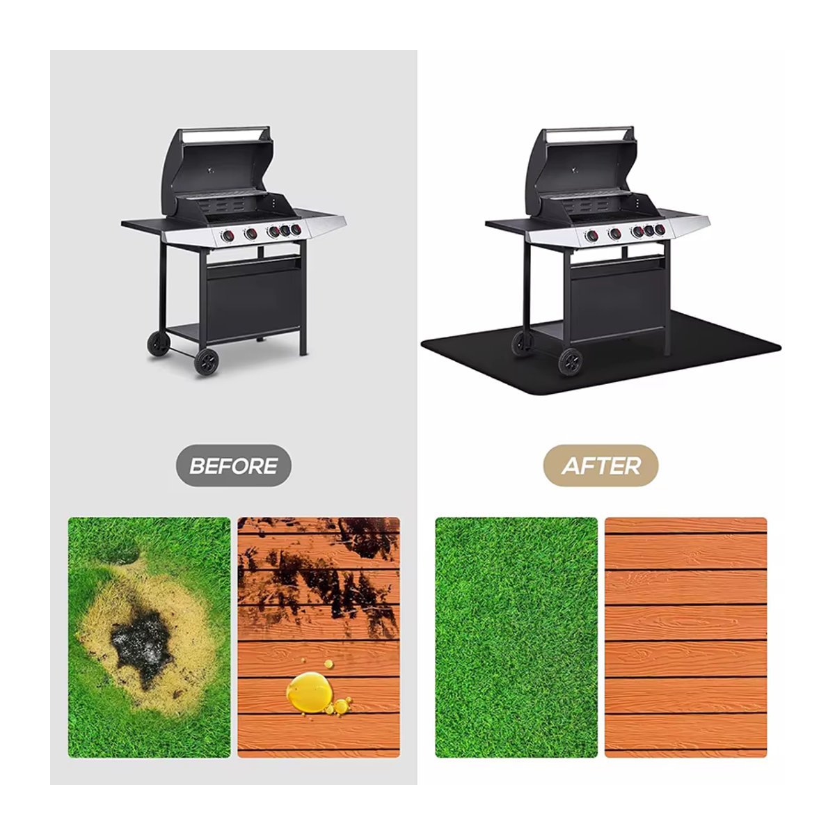 LMETJMA Grillunterlage aus Fiberglas, doppelseitige feuerfeste und ölbeständige Schutzmatte für Feuerstelle und Kamin - Bild 5