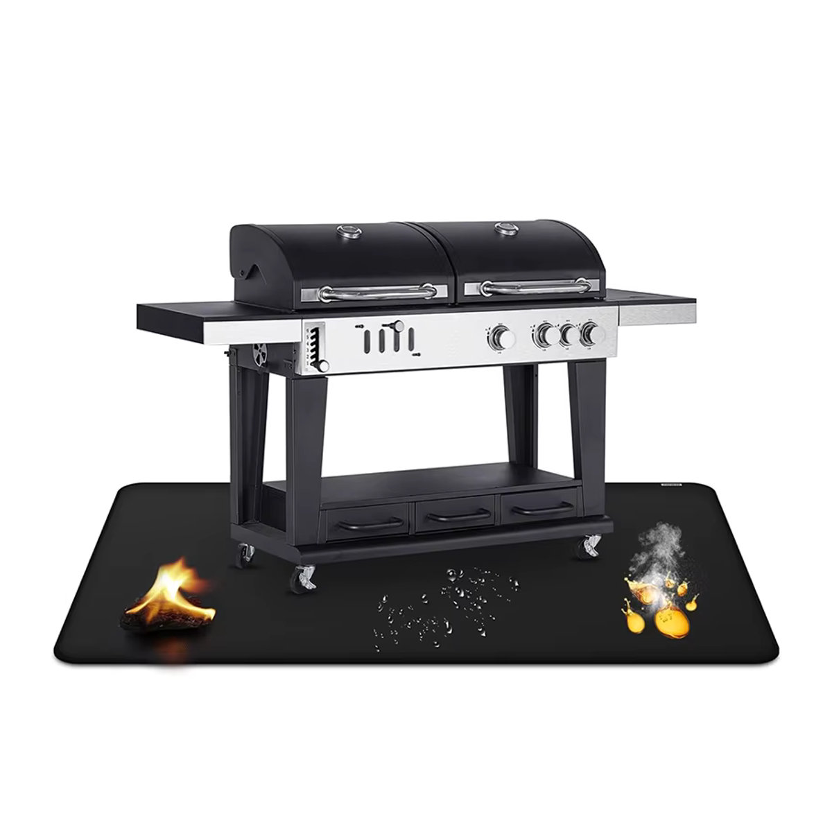 LMETJMA Grillunterlage aus Fiberglas, doppelseitige feuerfeste und ölbeständige Schutzmatte für Feuerstelle und Kamin - Bild 6