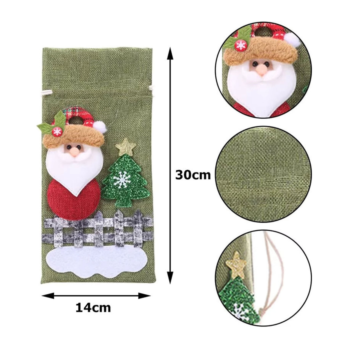 Lmetjma Weihnachts Weinflaschenbeutel aus Textil mit Elch und Santa Claus Motiv in Mehrfarbig - Bild 2