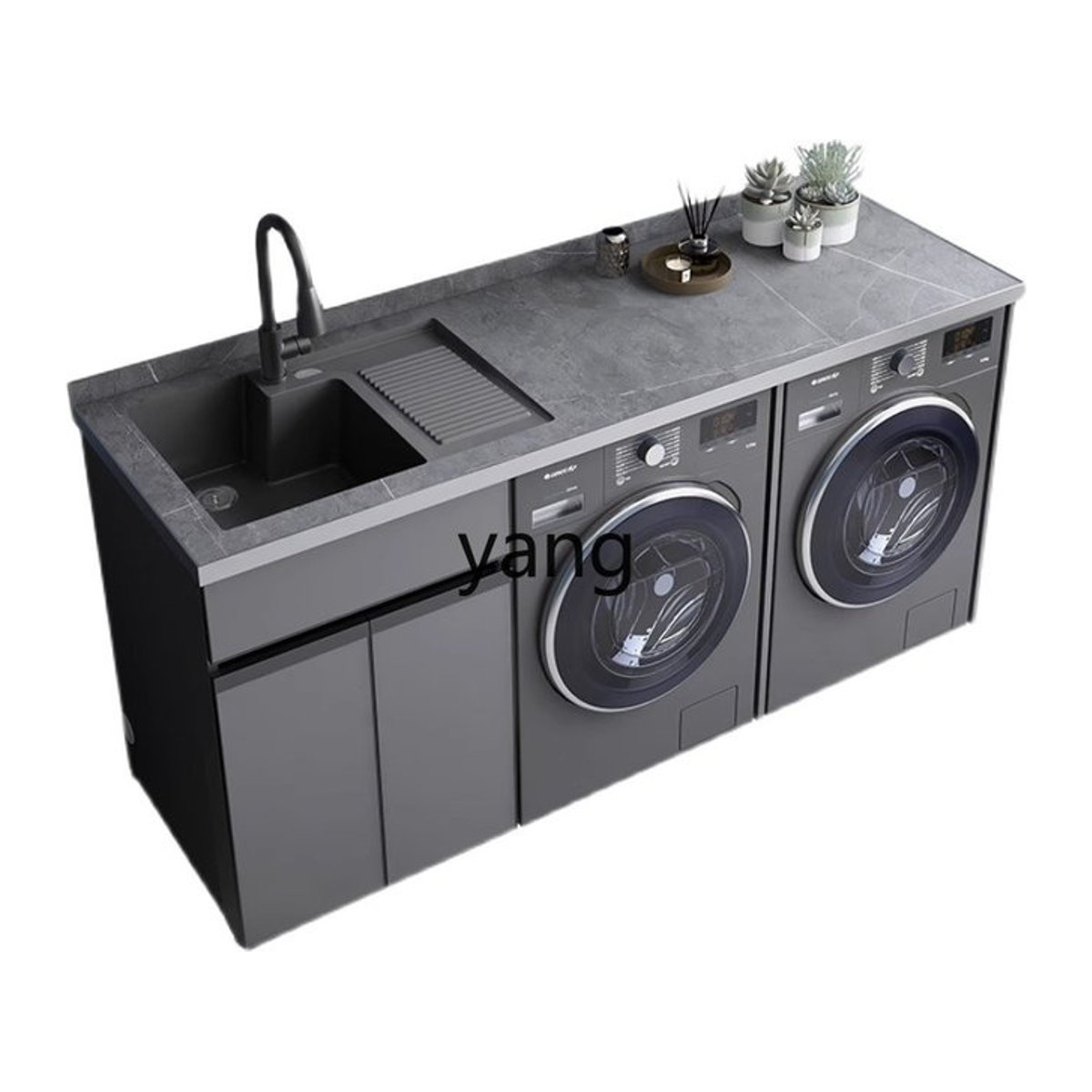 LMM Balkon Doppelmaschine Wäscheschrank Kombination aus Aluminiumlegierung mit integriertem Kleiderschlitz und Waschbrett - Bild 1