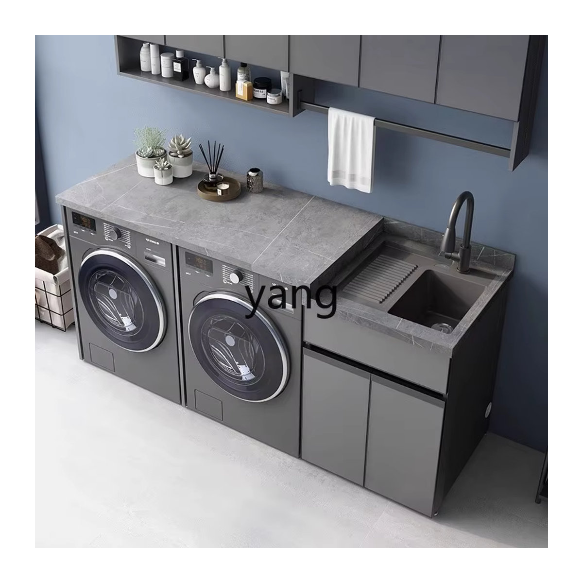 LMM Balkon Doppelmaschine Wäscheschrank Kombination aus Aluminiumlegierung mit integriertem Kleiderschlitz und Waschbrett - Bild 2