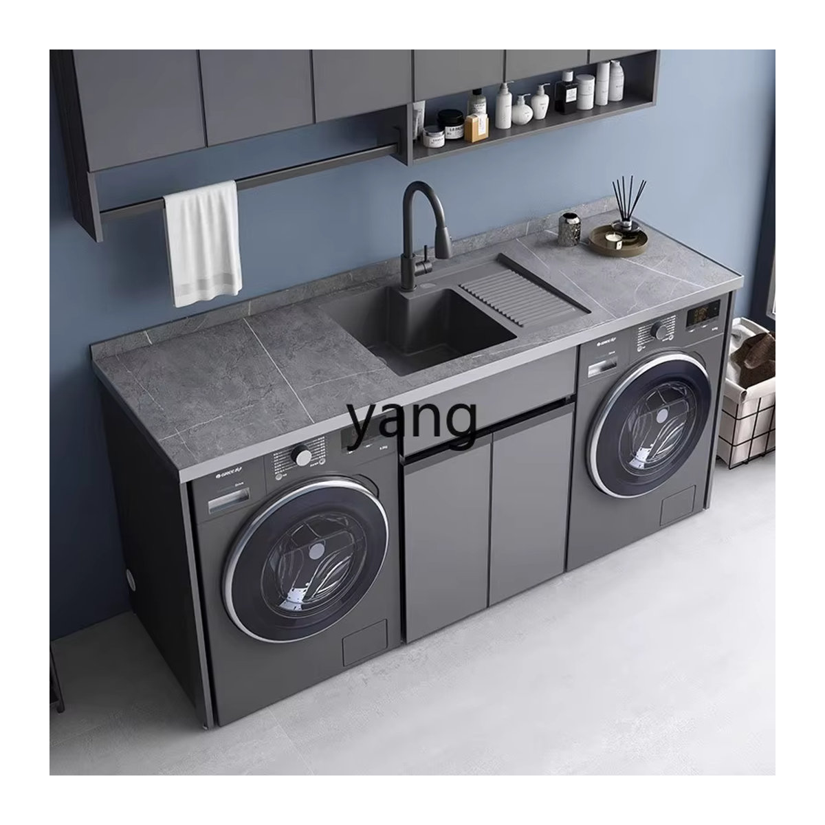 LMM Balkon Doppelmaschine Wäscheschrank Kombination aus Aluminiumlegierung mit integriertem Kleiderschlitz und Waschbrett - Bild 3