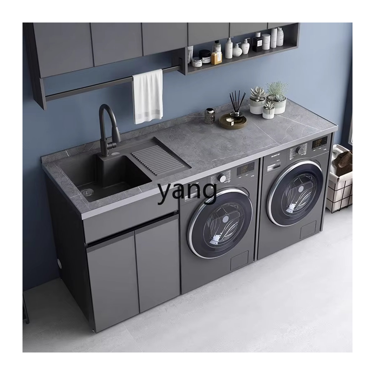 LMM Balkon Doppelmaschine Wäscheschrank Kombination aus Aluminiumlegierung mit integriertem Kleiderschlitz und Waschbrett - Bild 5