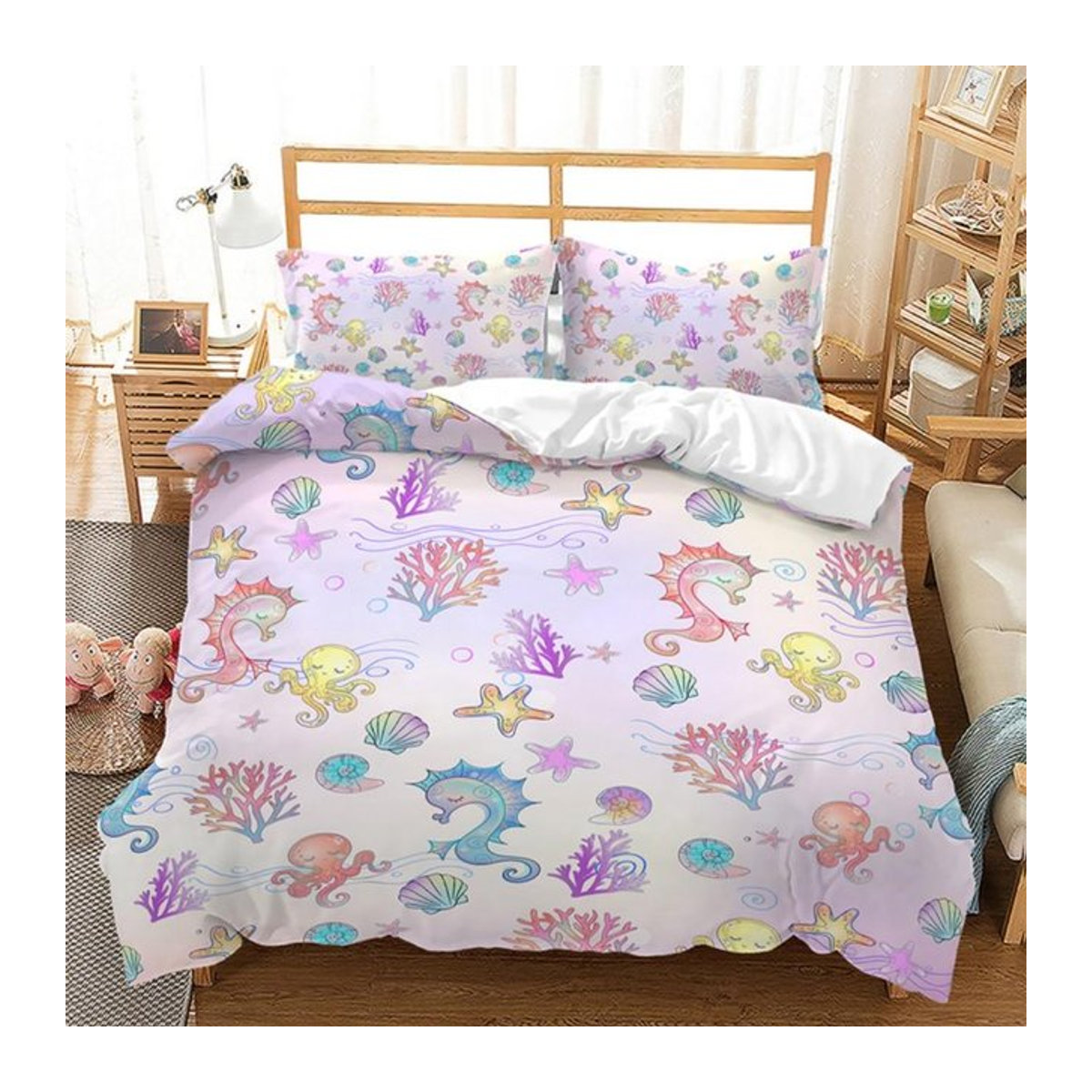 Lodestar Meerjungfrau Regenbogen Bettwäscheset aus Polyester in Mehrfarbig, B/H: 210 x 210 cm - Bild 1