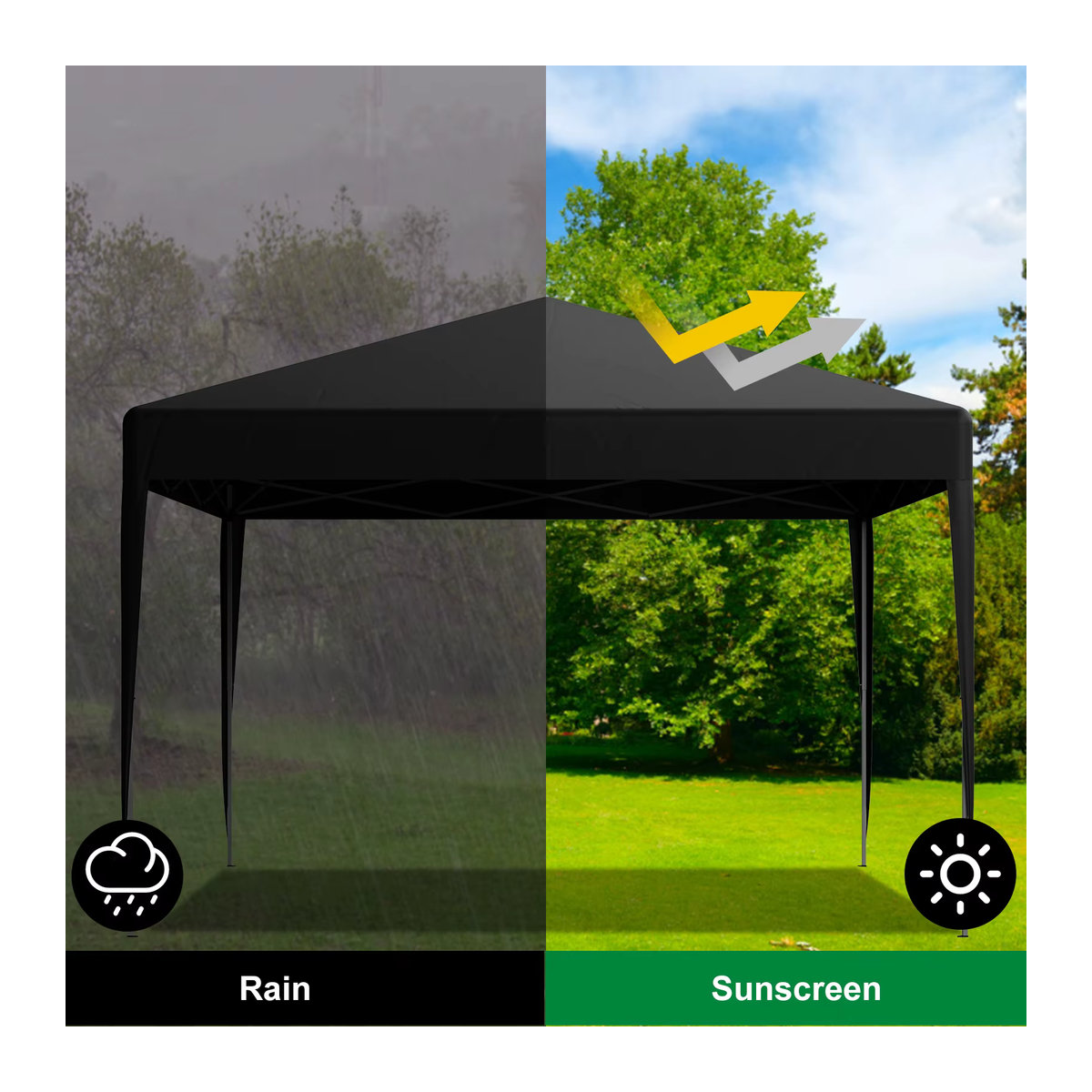 LOEFME Pop-Up Pavillon 3x3m Outdoor-Partyzelt mit Fenstern, wasserdicht und UV-Sonnenschutz, tragbares Pavillon-Zelt - Bild 4
