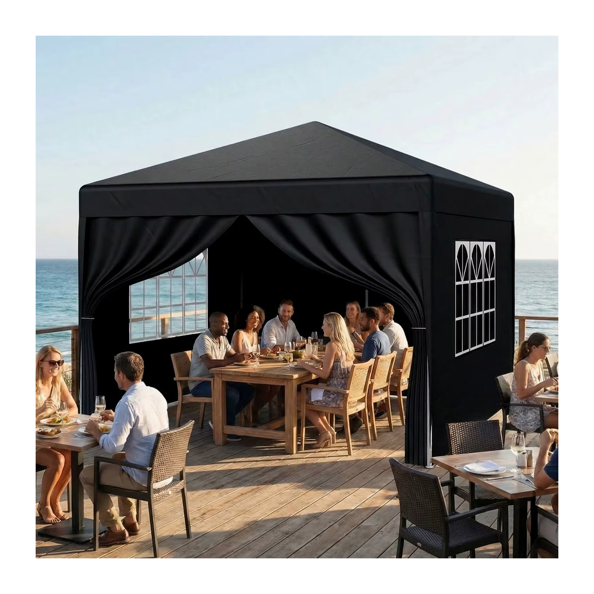 LOEFME Pop-Up Pavillon 3x3m Outdoor-Partyzelt mit Fenstern, wasserdicht und UV-Sonnenschutz, tragbares Pavillon-Zelt - Bild 5