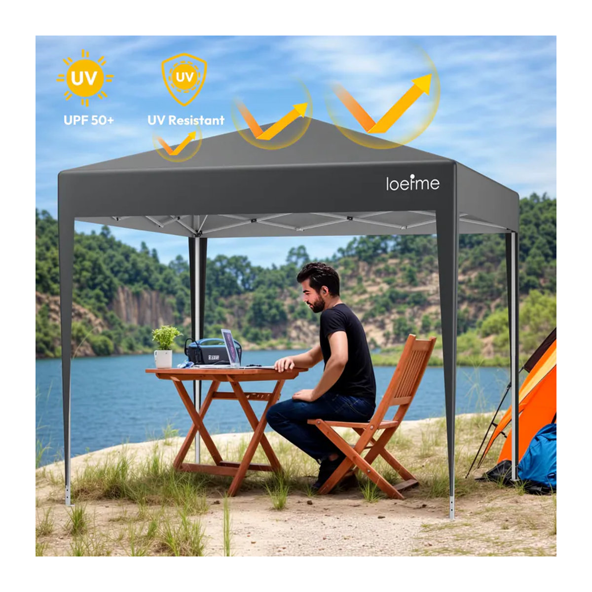 LOEFME Pop-Up Pavillon Garten Wasserdichtes Outdoor-Zelt Sonnenschutz Campingzelt B x T: 2,5 x 2,5 m - Bild 3