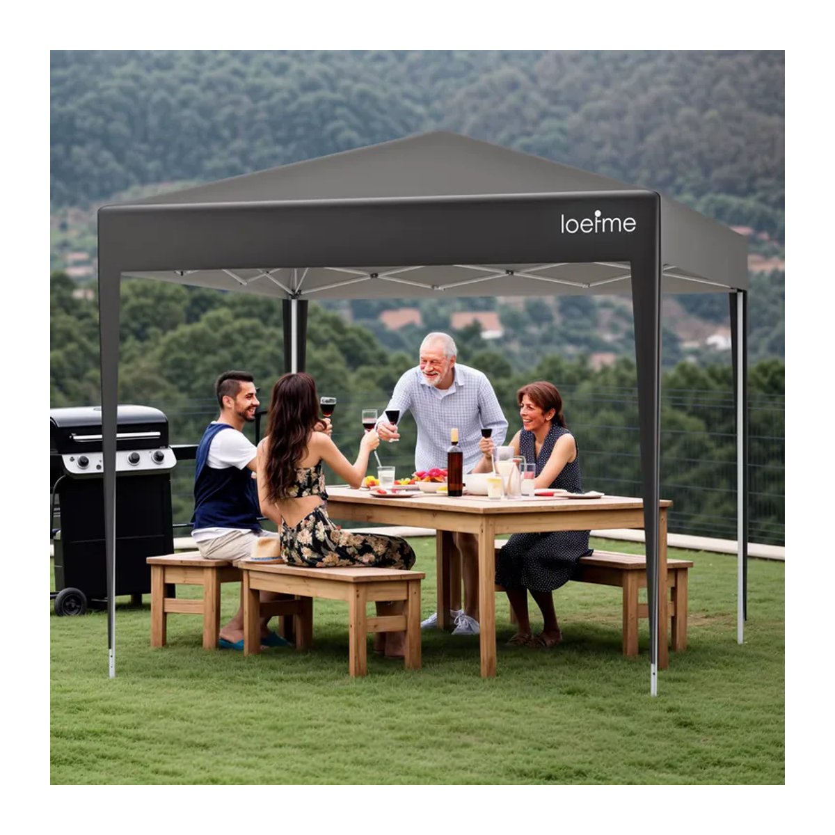 LOEFME Pop-Up Pavillon Garten Wasserdichtes Outdoor-Zelt Sonnenschutz Campingzelt B x T: 2,5 x 2,5 m - Bild 4
