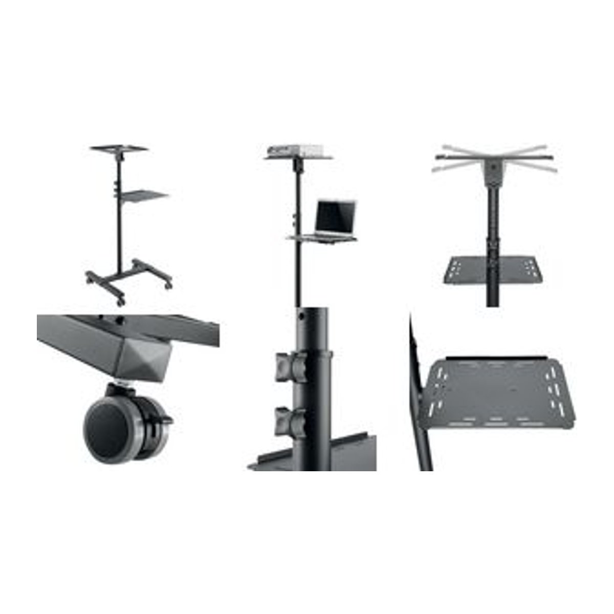 Logilink Projektor und Notebook Aufstellung aus Stahl in Schwarz, B: 50,2 cm, H: 145 cm, T: 45,5 cm - Bild 2