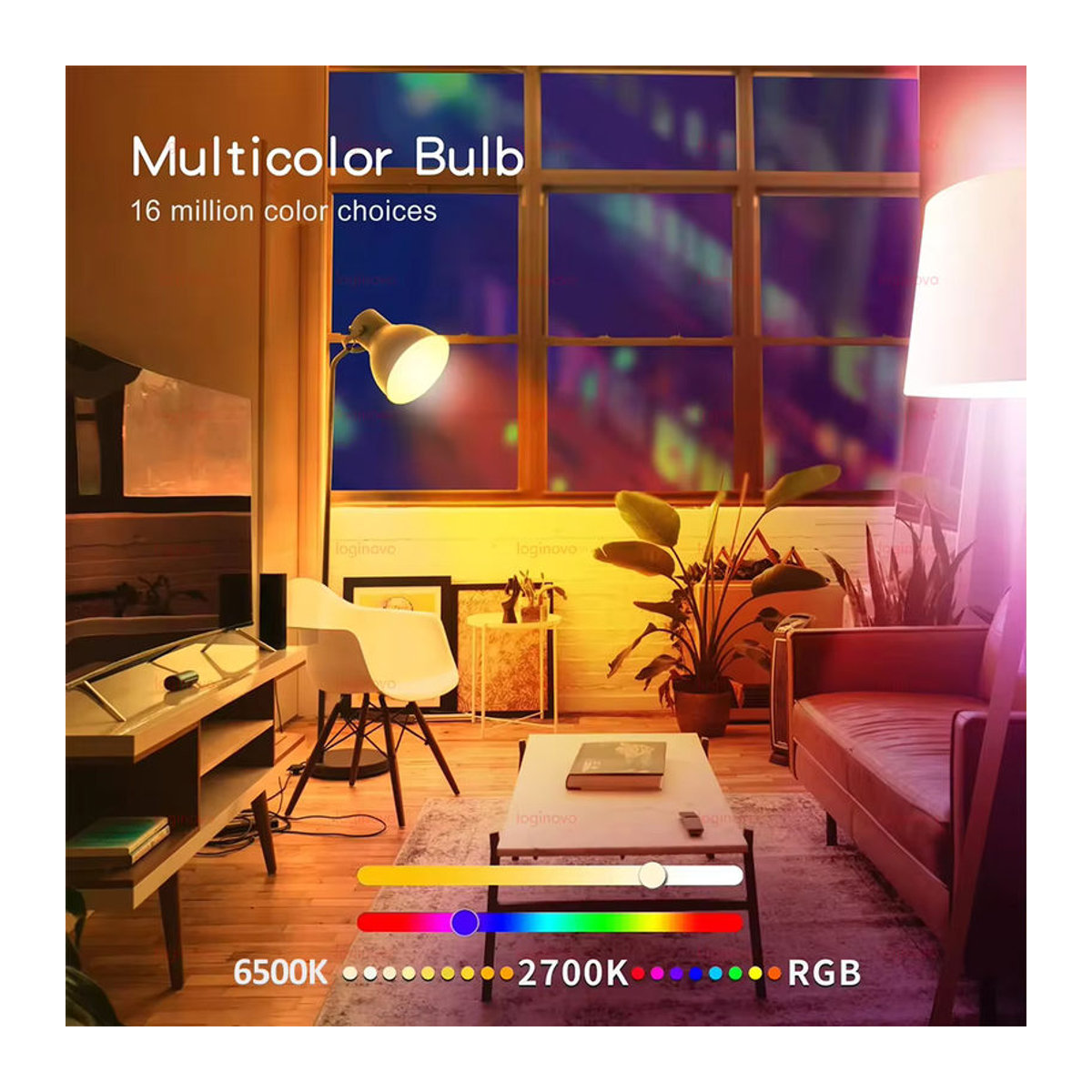 Loginovo Smart-Lampe E27 RGB RGBCW Dimmbare LED Glühbirne mit Bluetooth und WiFi für Alexa Google Home und Tuya Smart Leben, Bunt, 15W/20W - Bild 1