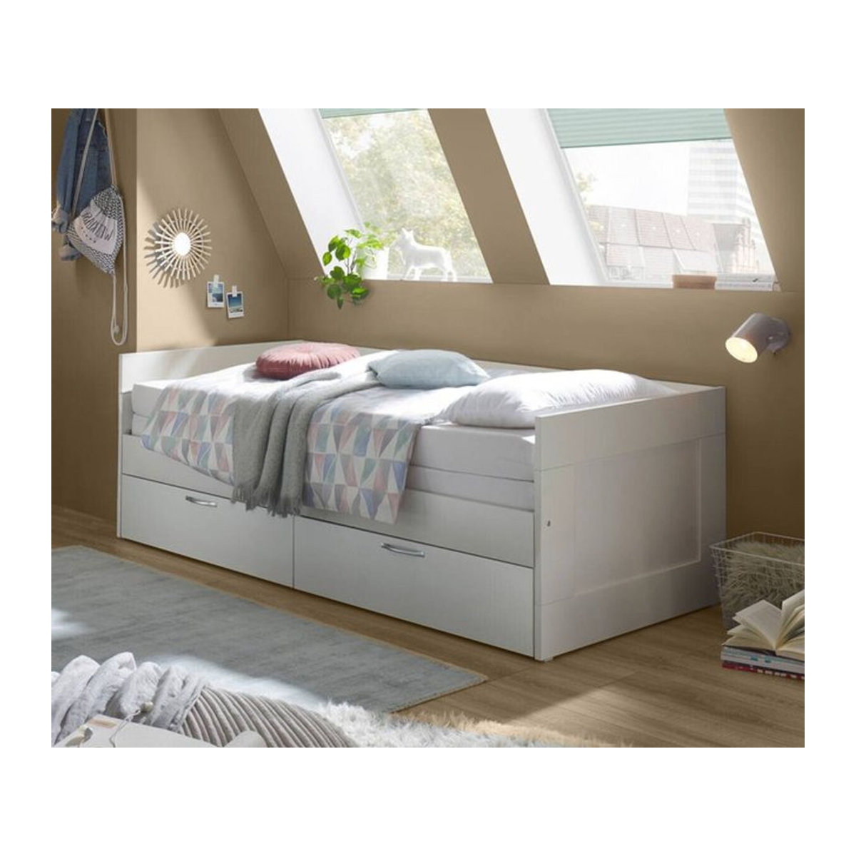 Lombas Funktionsbett Modern in Weiß mit Liegefläche B: 90 cm, L: 200 cm - Bild 1