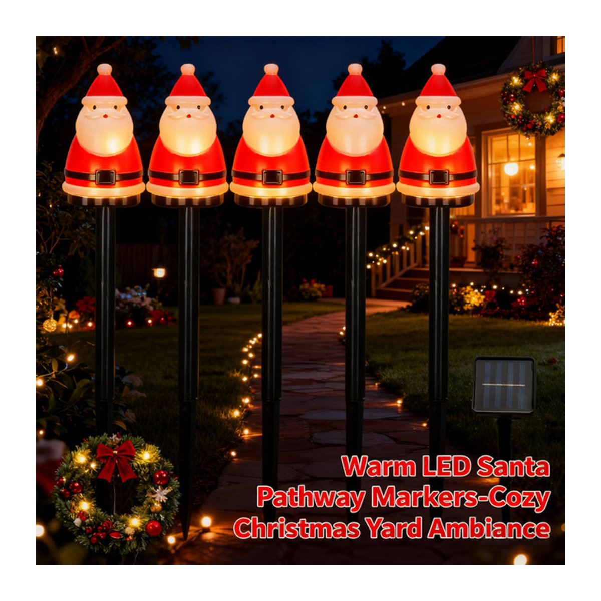 LONGRIVER Solar LED Weihnachtsdekoration Santa Claus Gartenleuchte Rot wasserdicht - Bild 1