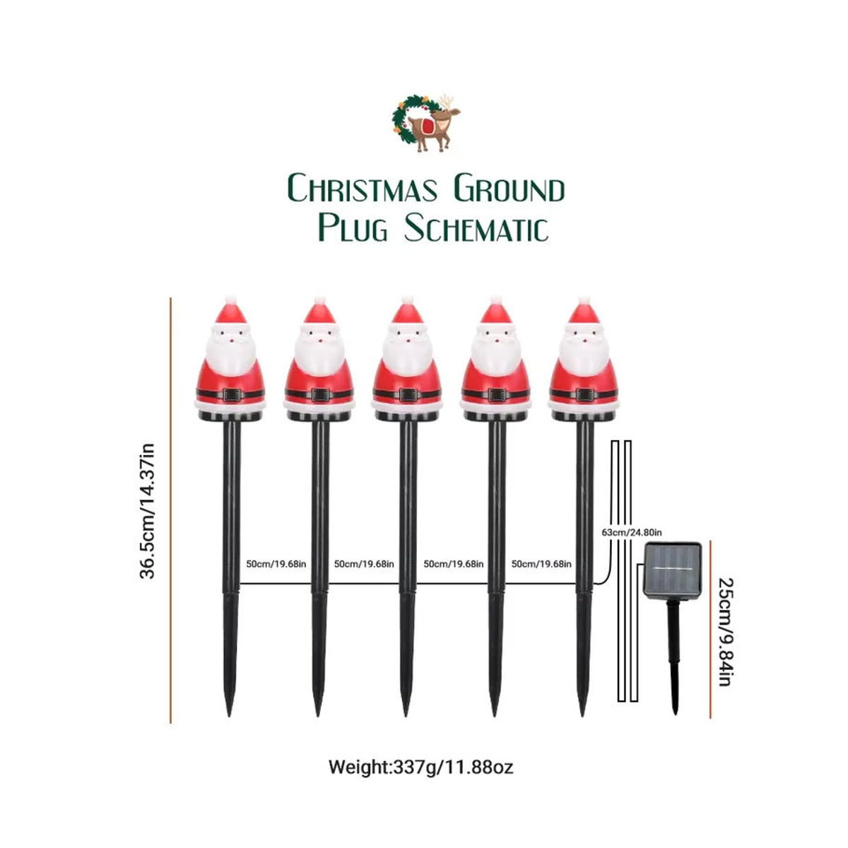 LONGRIVER Solar LED Weihnachtsdekoration Santa Claus Gartenleuchte Rot wasserdicht - Bild 2