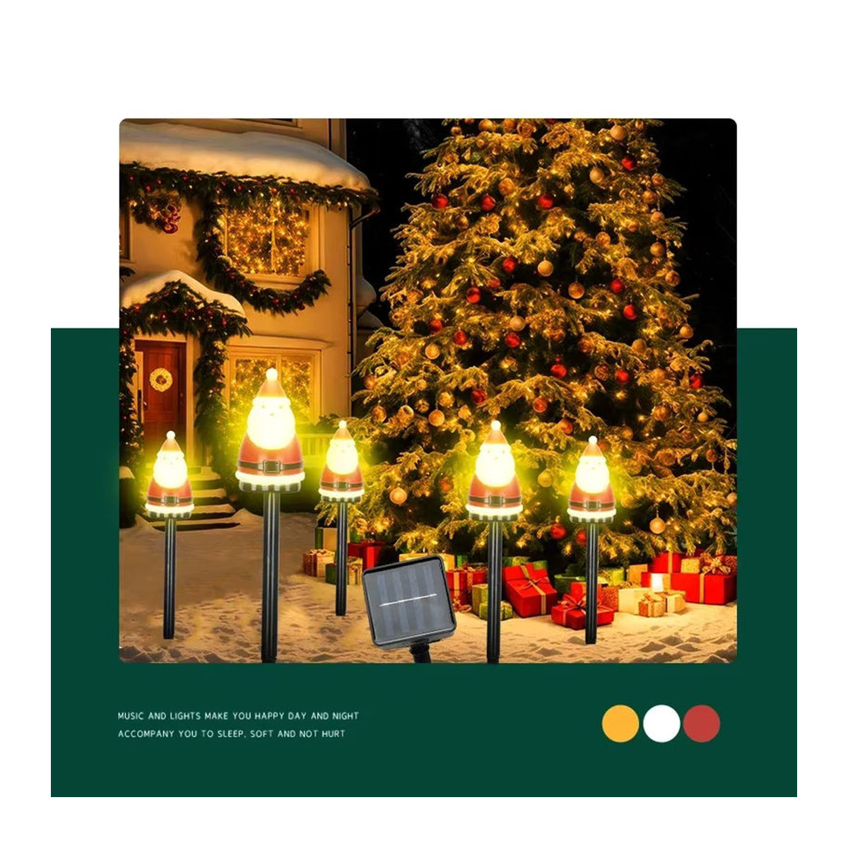 LONGRIVER Solar LED Weihnachtsdekoration Santa Claus Gartenleuchte Rot wasserdicht - Bild 3