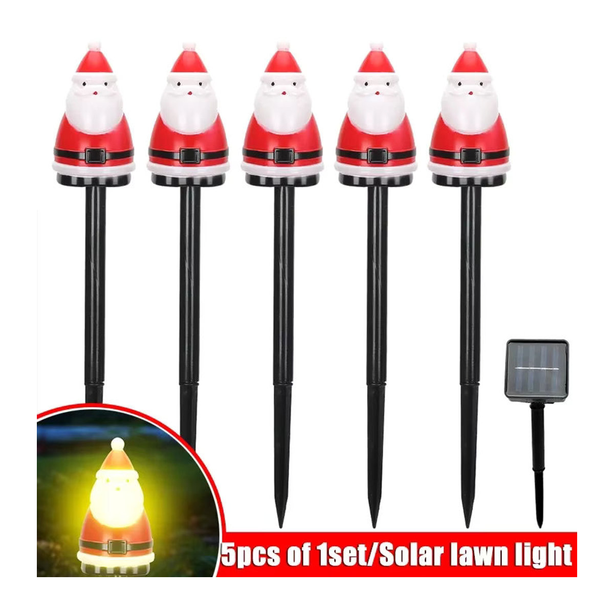 LONGRIVER Solar LED Weihnachtsdekoration Santa Claus Gartenleuchte Rot wasserdicht - Bild 5