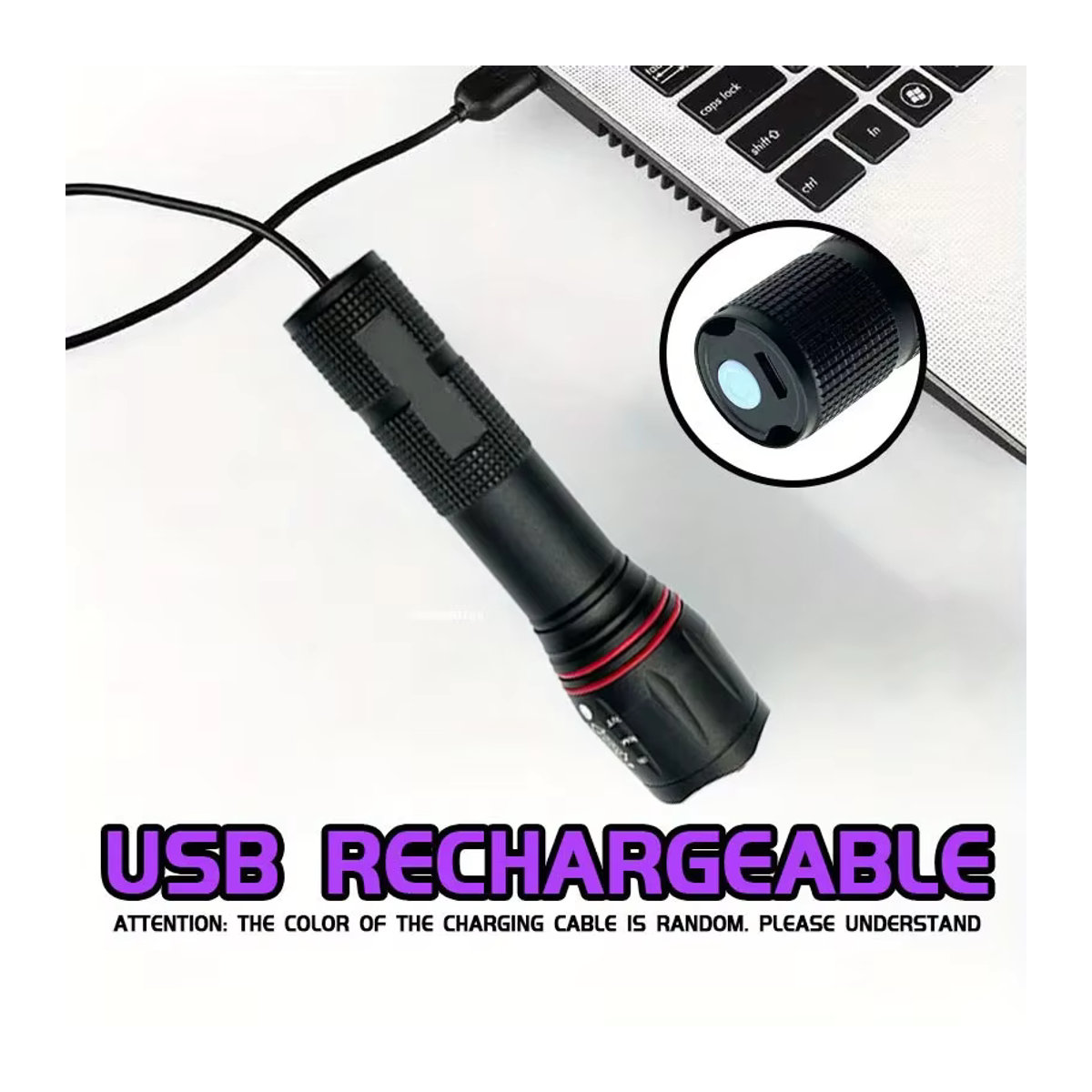 LONGRIVER T6 LED UV-Taschenlampe, USB wiederaufladbar und zoombar, violettes Licht für Detektionsaufgaben und UV-Ölhärtung - Bild 4