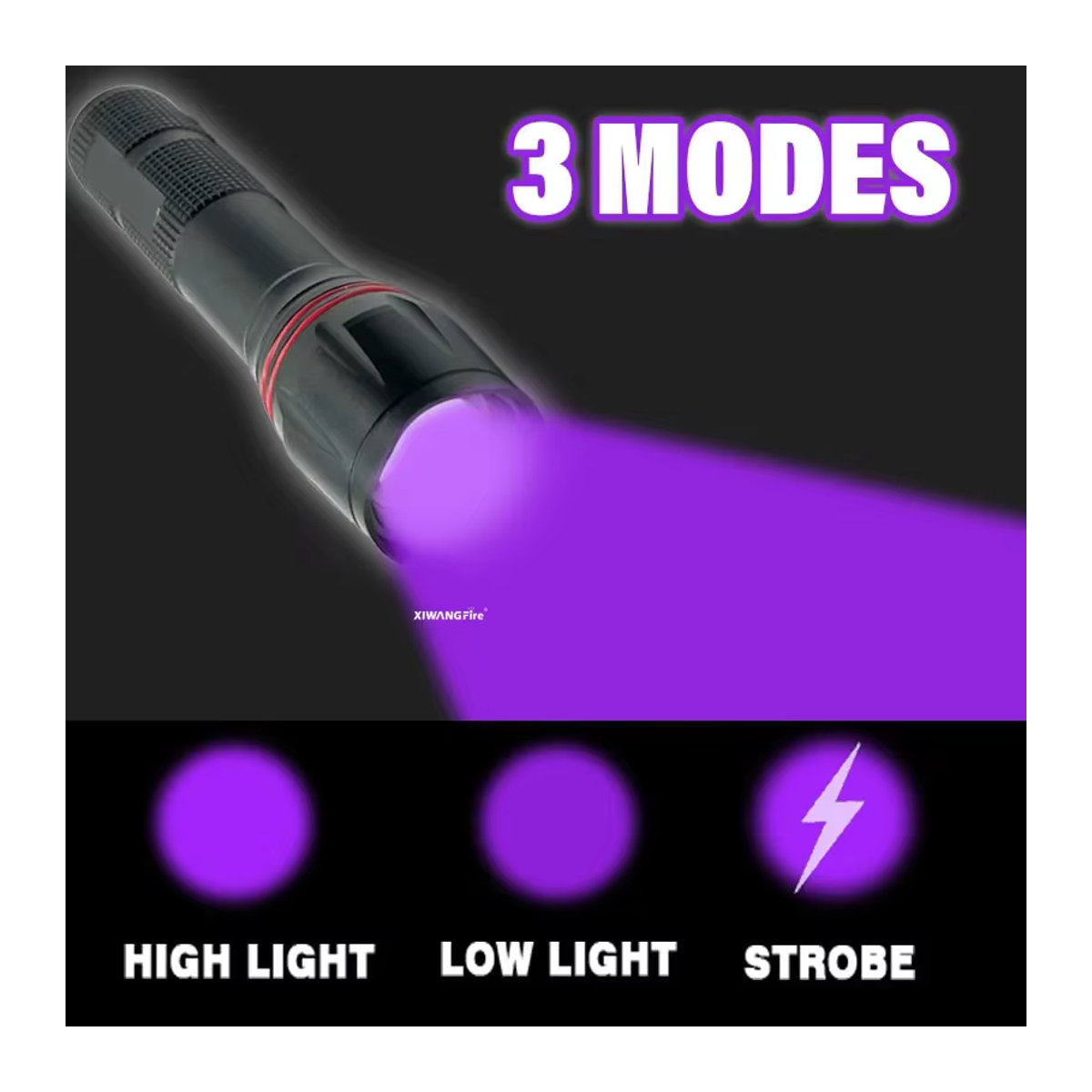 LONGRIVER T6 LED UV-Taschenlampe, USB wiederaufladbar und zoombar, violettes Licht für Detektionsaufgaben und UV-Ölhärtung - Bild 5