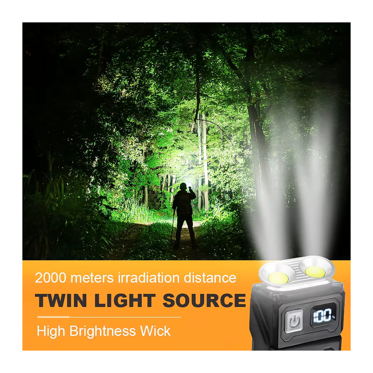 LONGRIVER Tragbare LED-COB-Taschenlampe mit Kopfdrehung und Magnetfunktion, USB wiederaufladbar mit eingebautem Akku für Outdoor und Camping - Bild 4