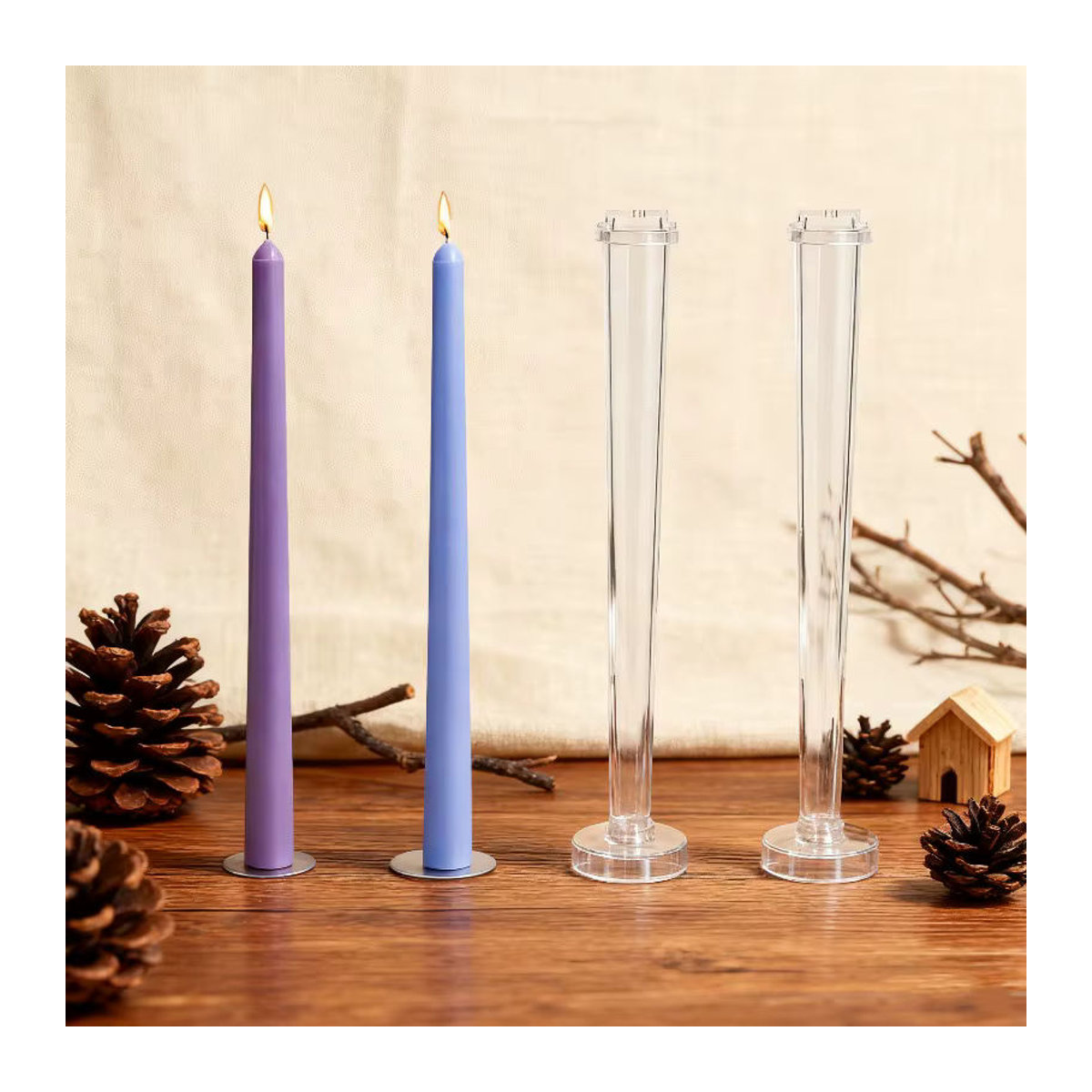 LONTL DIY Kerzen-Set aus Kunststoff und Wachs in Lila, Runde Stabkerzen für handgemachte Geschenke, Länge: 25,5 cm bis 30 cm - Bild 3
