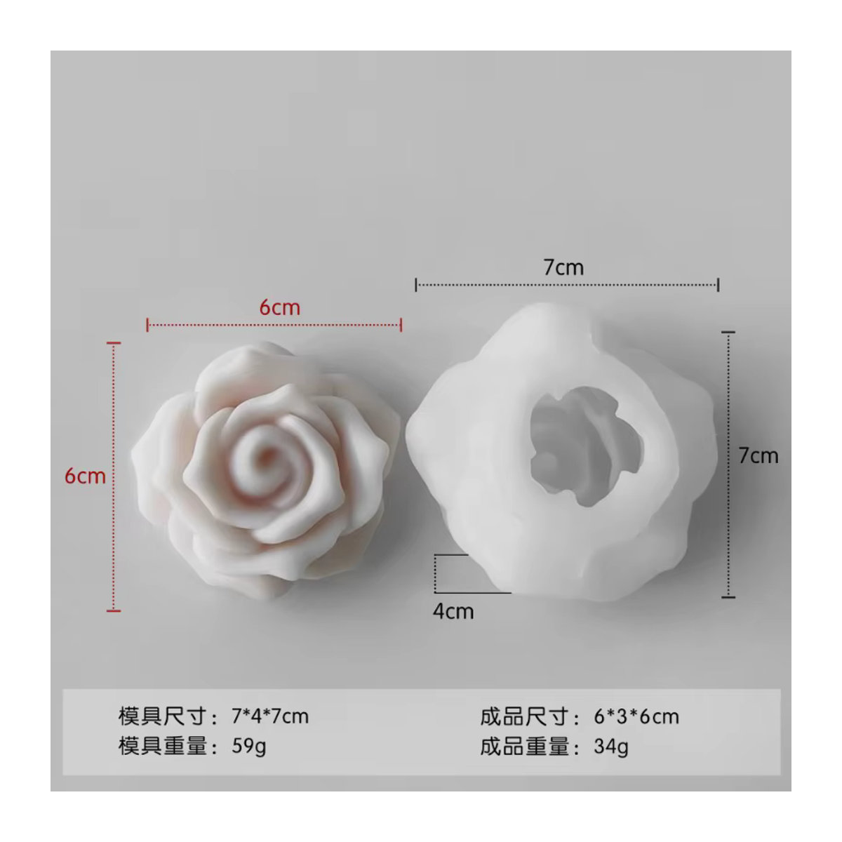LONTL Silikon Form für 3D Pfingstrosen Figurenkerzen in Weiß - Bild 2