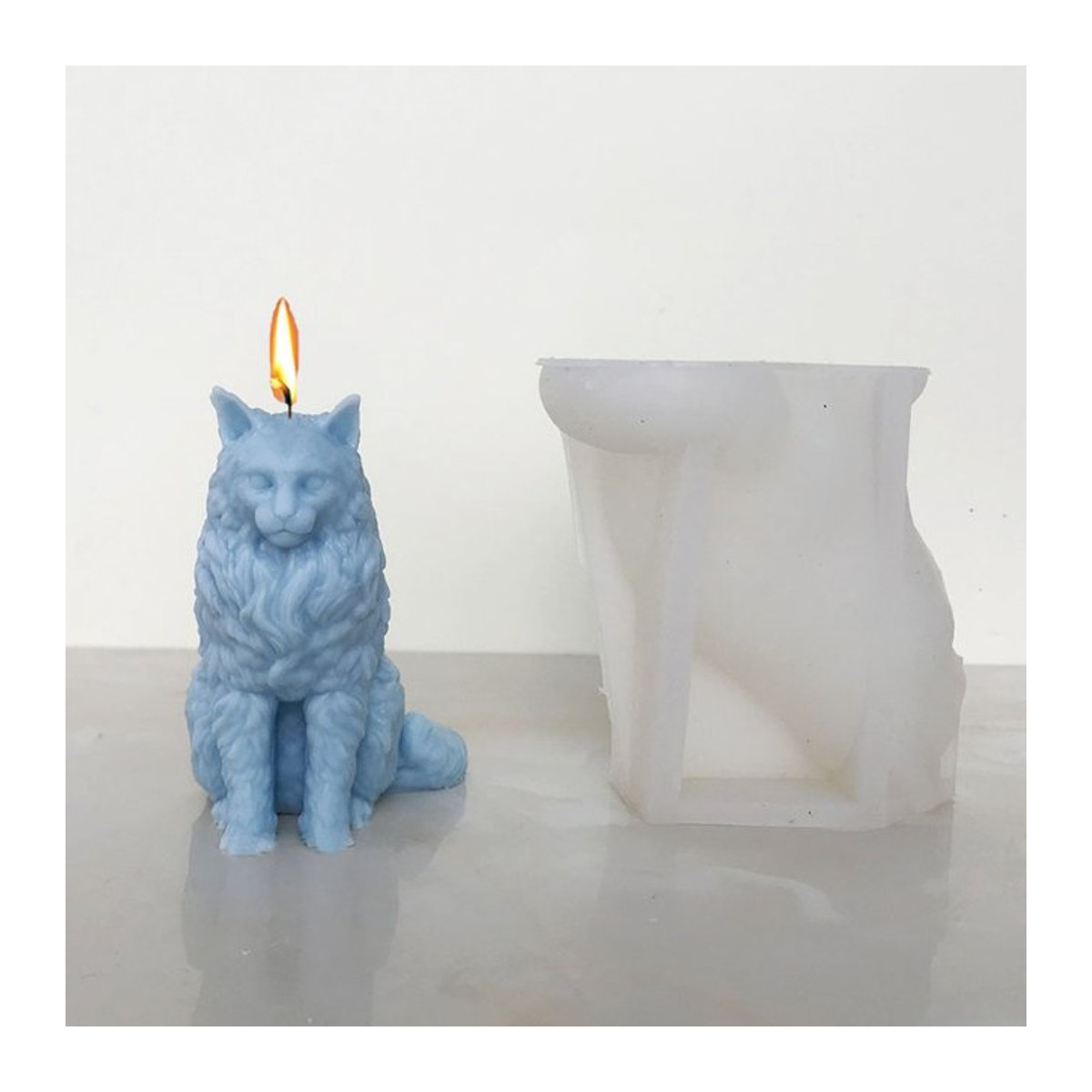 LONTL Silikon Kerzenform Maine Coon Katze in Blau für DIY Wachs, Seife und Harz-Handwerk - Bild 1