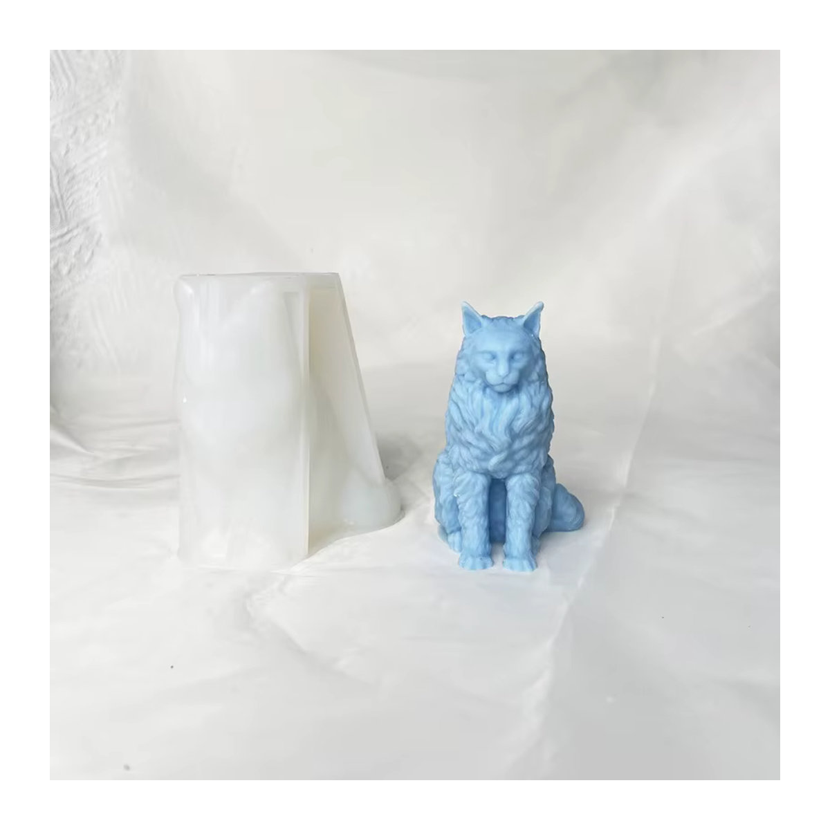 LONTL Silikon Kerzenform Maine Coon Katze in Blau für DIY Wachs, Seife und Harz-Handwerk - Bild 2