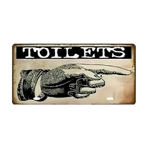Loo Laugh Toile Smile Welcome Vintage Metallschild in Beige B: 30 cm, H: 15 cm