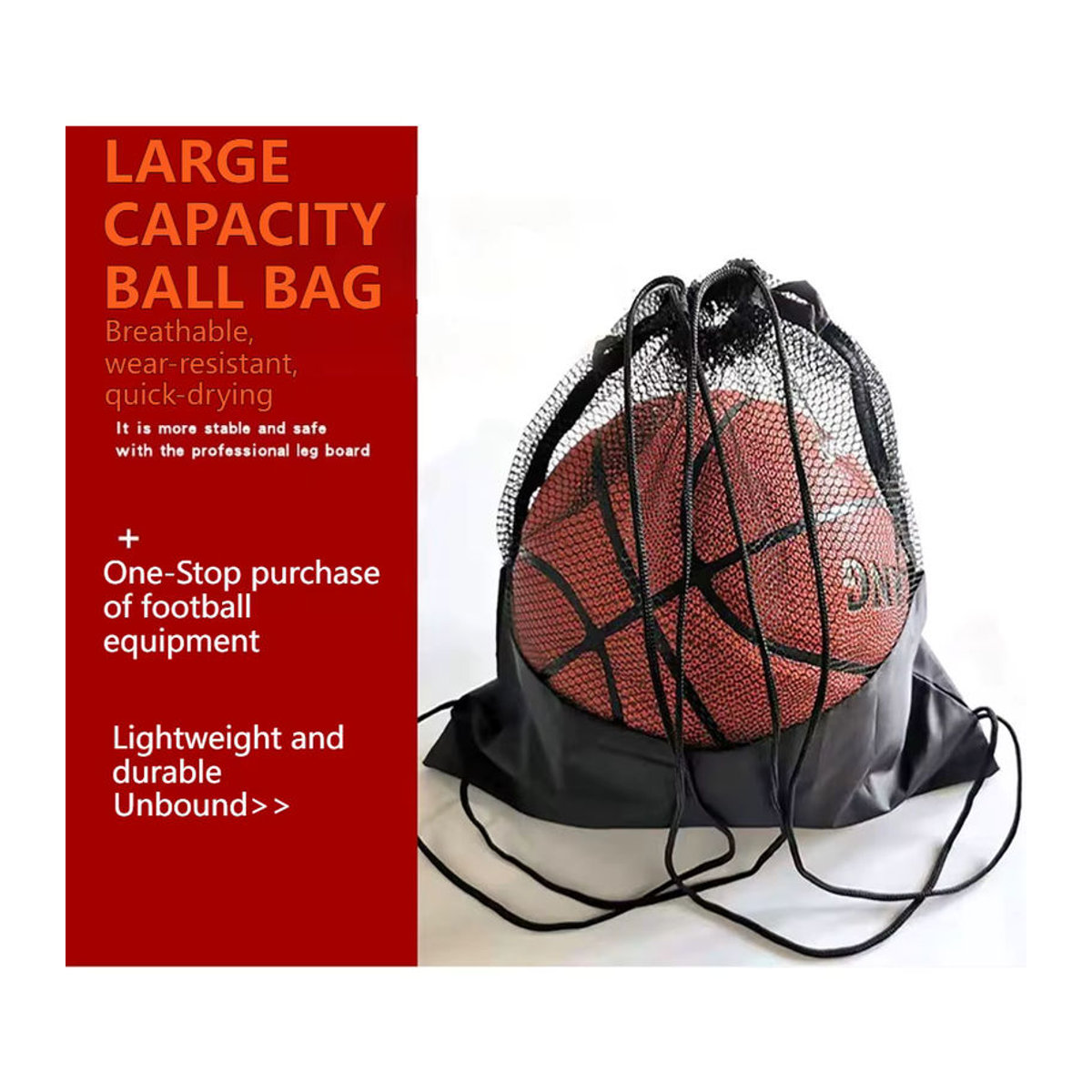 Loogdeel Sporttasche für Basketball und Fußball Schwarz - Bild 6