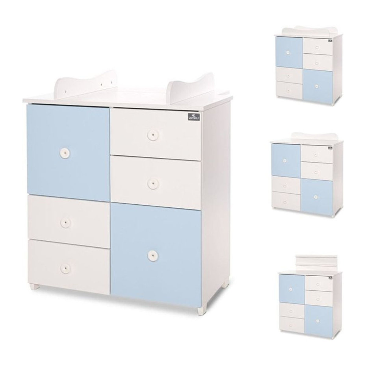 Lorelli Kommode Cupboard mit 4 Schubladen und 2 Drehtüren, Weiß Blau, B/T/H: 83 x 71 x 96 cm - Bild 1