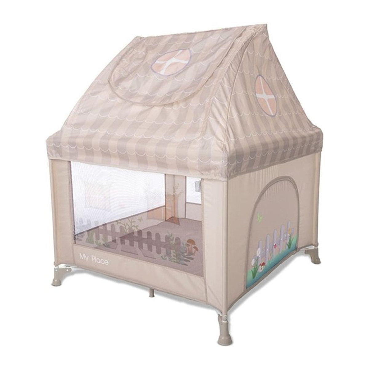 Lorelli Reisebett My Place mit Dachfenster und Matratze, faltbar mit Schlupfloch und Tragetasche, Beige - Bild 1