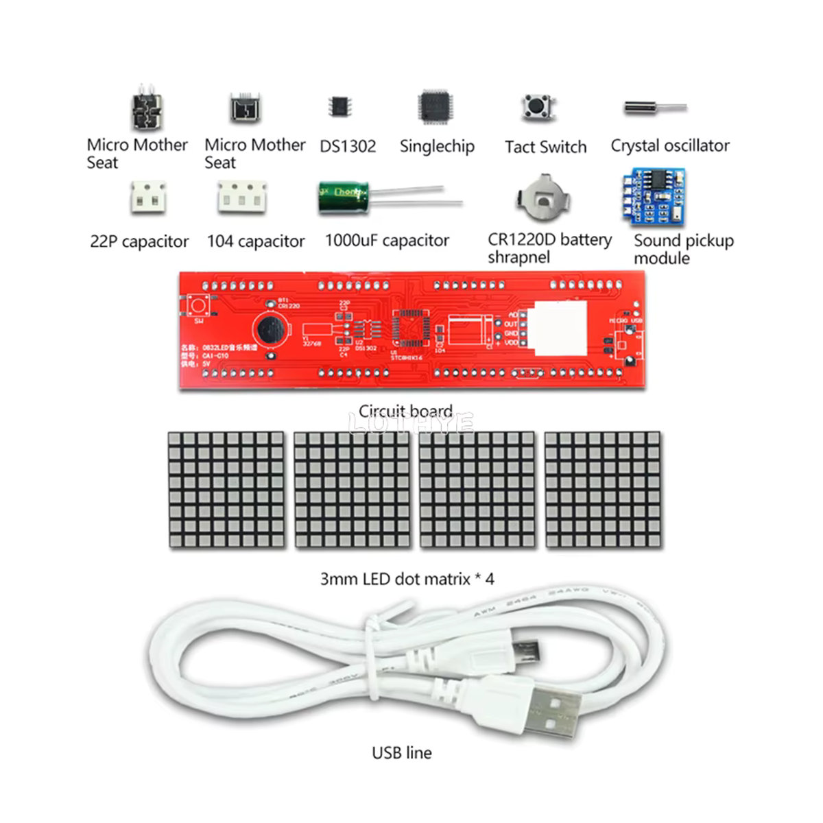 LOTHYE LED Musik Spektrum DIY Elektronik-Bausatz mit Sprachaktivierung und mehrfarbiger Atmosphäre-Lampe - Bild 2