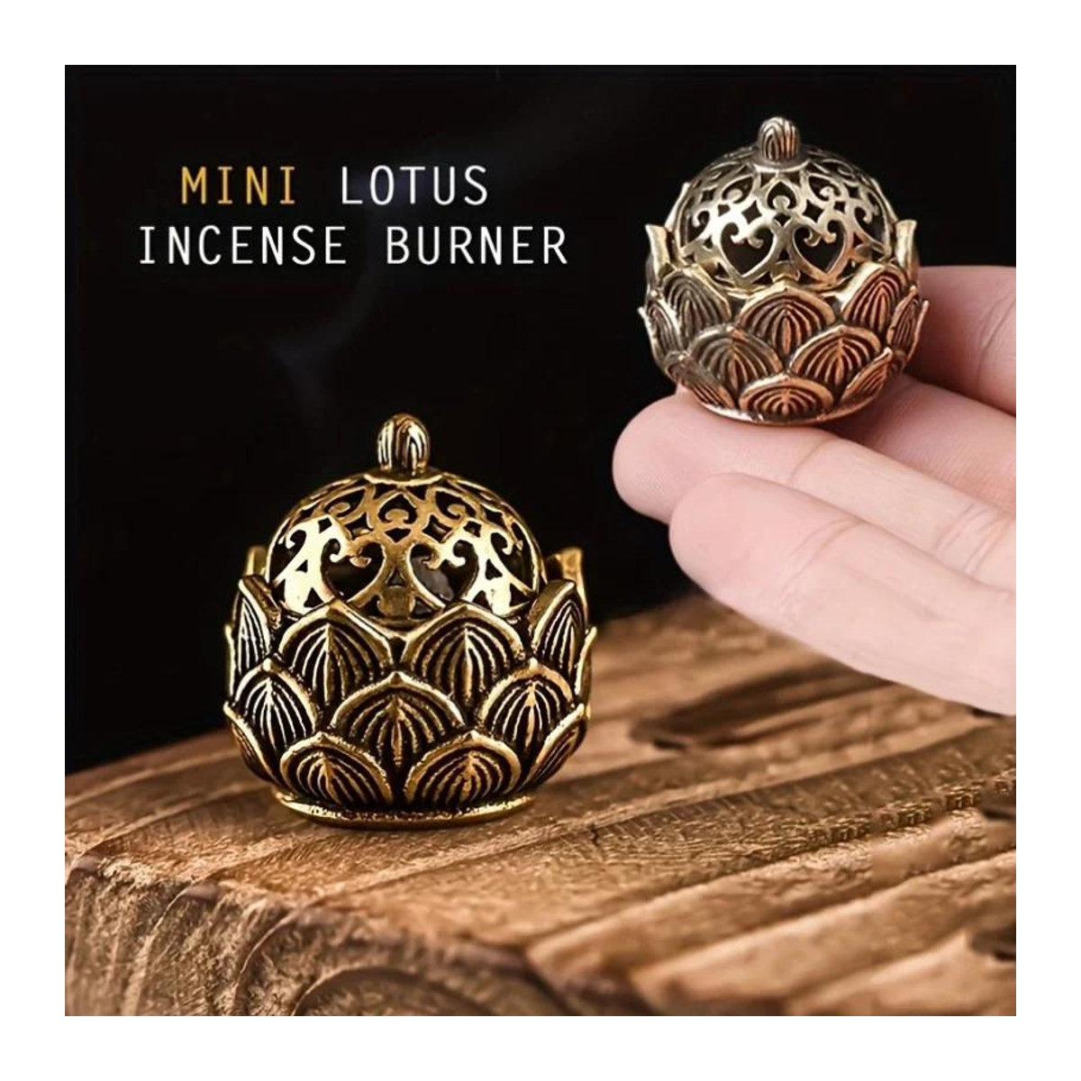 Lotus Räucherkegelhalter aus Metall von Love Home Garden in Gold und Gelb, orientalische Dekoration im floralen Design - Bild 3