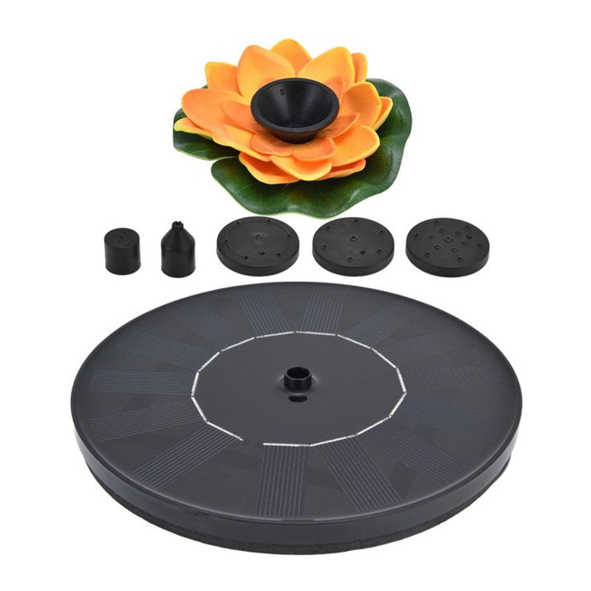 Lotus Solar-Wasserpumpe für Vogelbäder und Garten als schwimmender Mini-Solarbrunnen in Schwarz - Bild 1