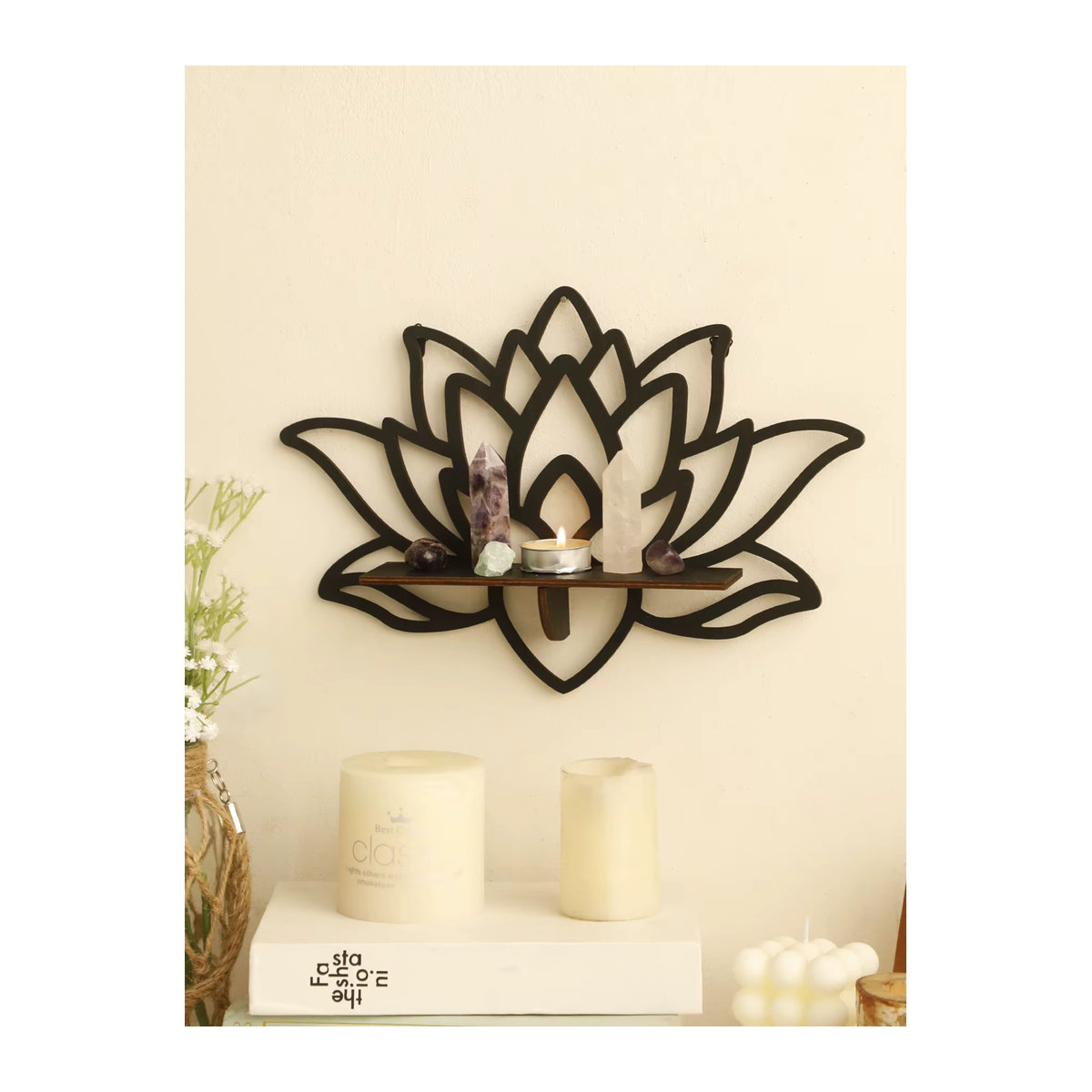Lotus Wandregal aus Metall in Schwarz für minimalistische Wanddekoration - Bild 2