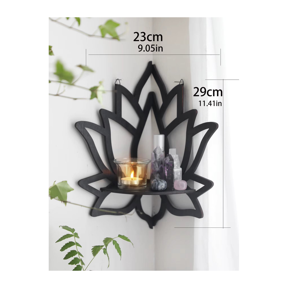 Lotus Wandregal aus Metall in Schwarz für minimalistische Wanddekoration - Bild 6